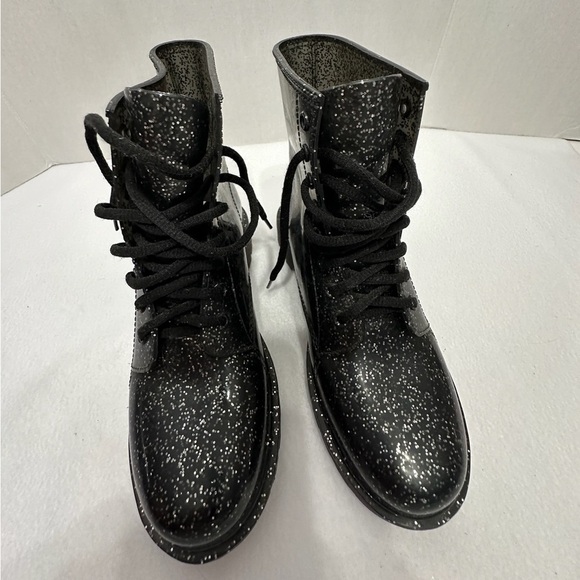 NWOT Circus by Sam Edelman Quinn Jelly Combat Boot Black Silver Glitter | Size 8 - Picture 7 of 10